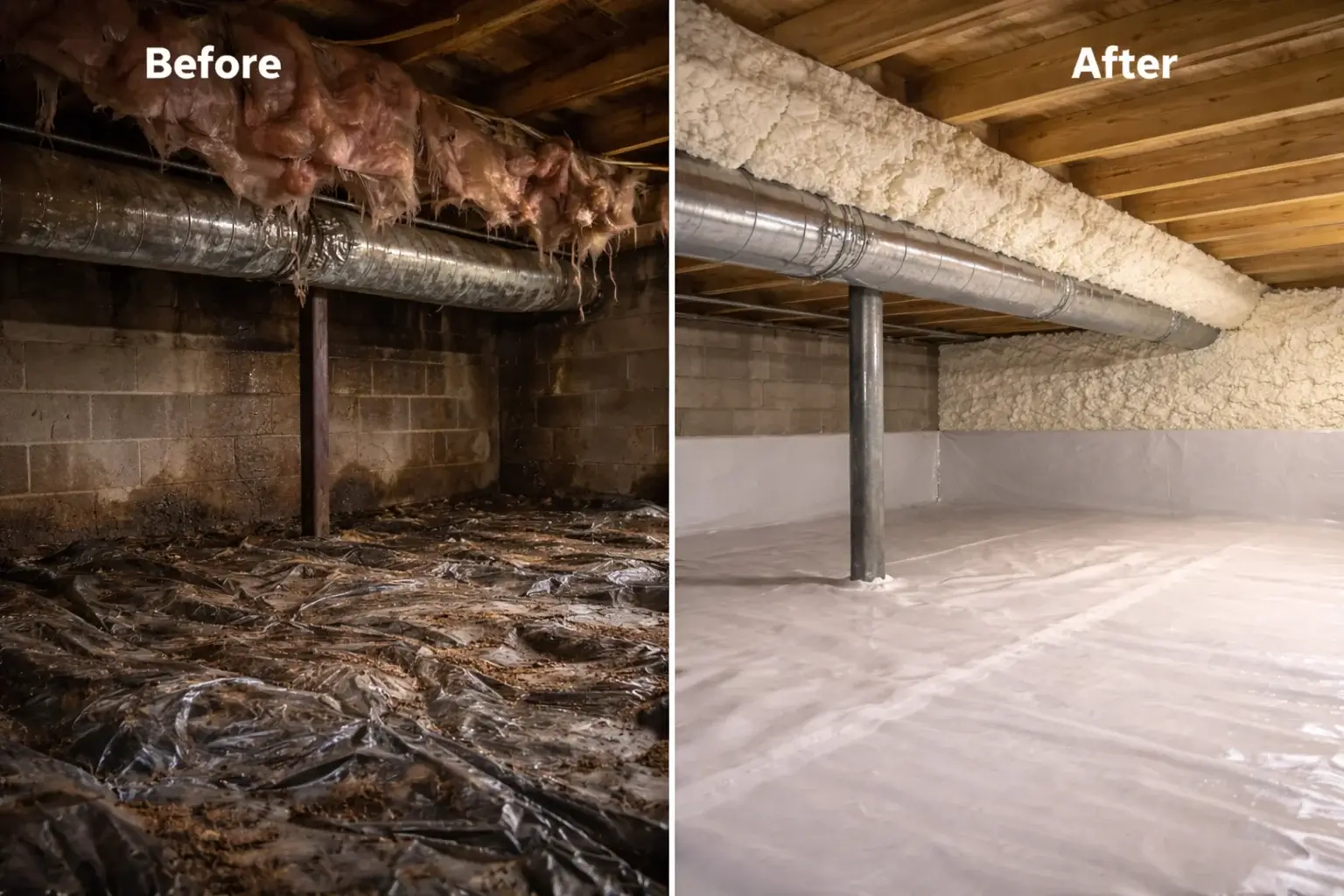insulation before and after